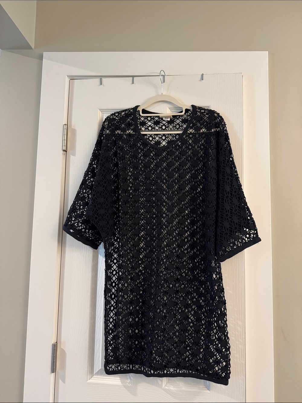 Awesomewear Black Crochet Mini Tunic/ Dress. Like New, One Size